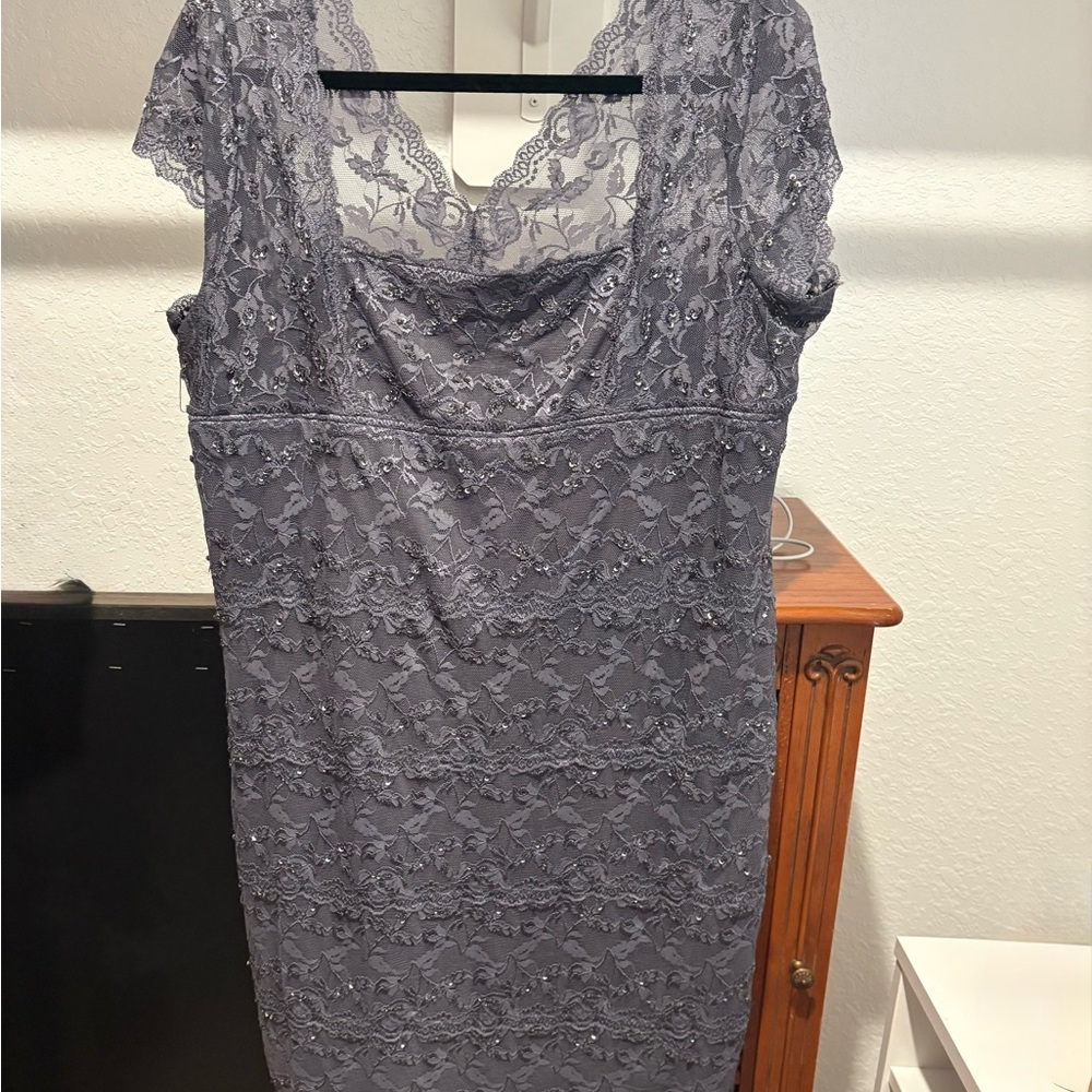 Macy's Sophisticated Lace Dress in Gray Cocktail Wedding